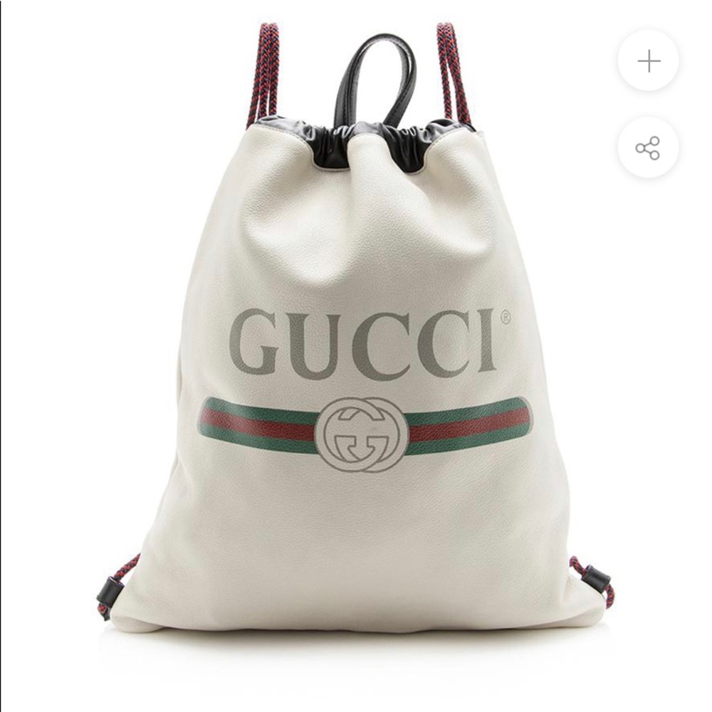 Gucci Leather Logo Drawstring backpack